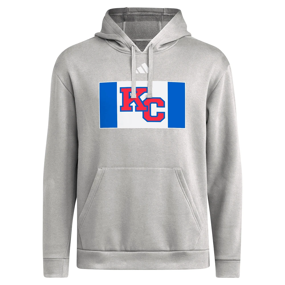 Sweat à capuche adidas Kansas Jayhawks gris pour homme KC