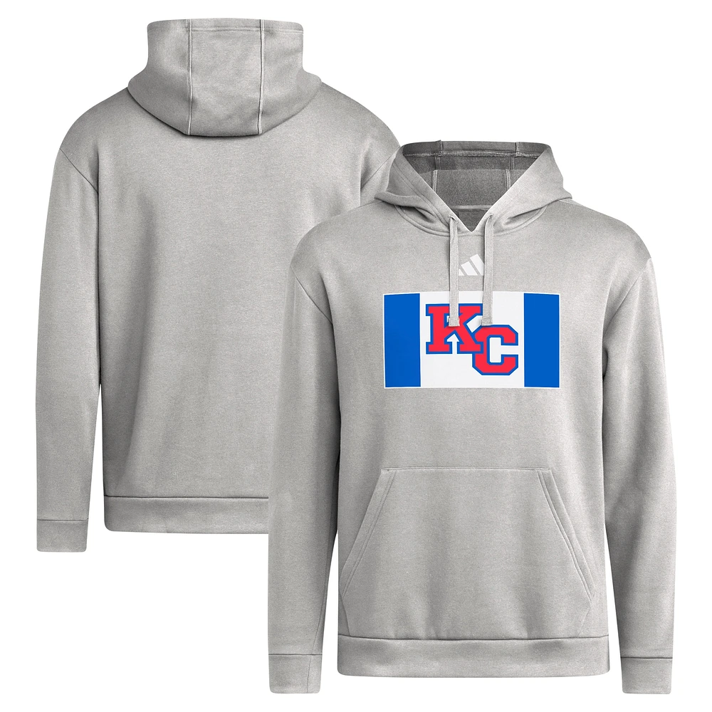 Men's adidas  Gray Kansas Jayhawks KC Pullover Hoodie