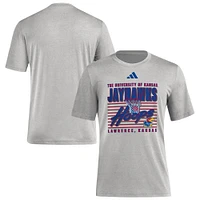 T-shirt adidas gris Kansas Jayhawks Locker Swish Tri-Blend pour homme