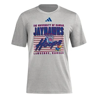 T-shirt adidas gris Kansas Jayhawks Locker Swish Tri-Blend pour homme