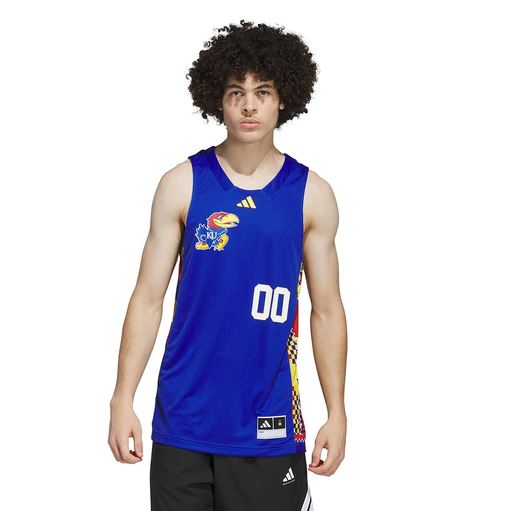 Men's adidas #00 Royal/Red Kansas Jayhawks Black History Month Basketball Jersey