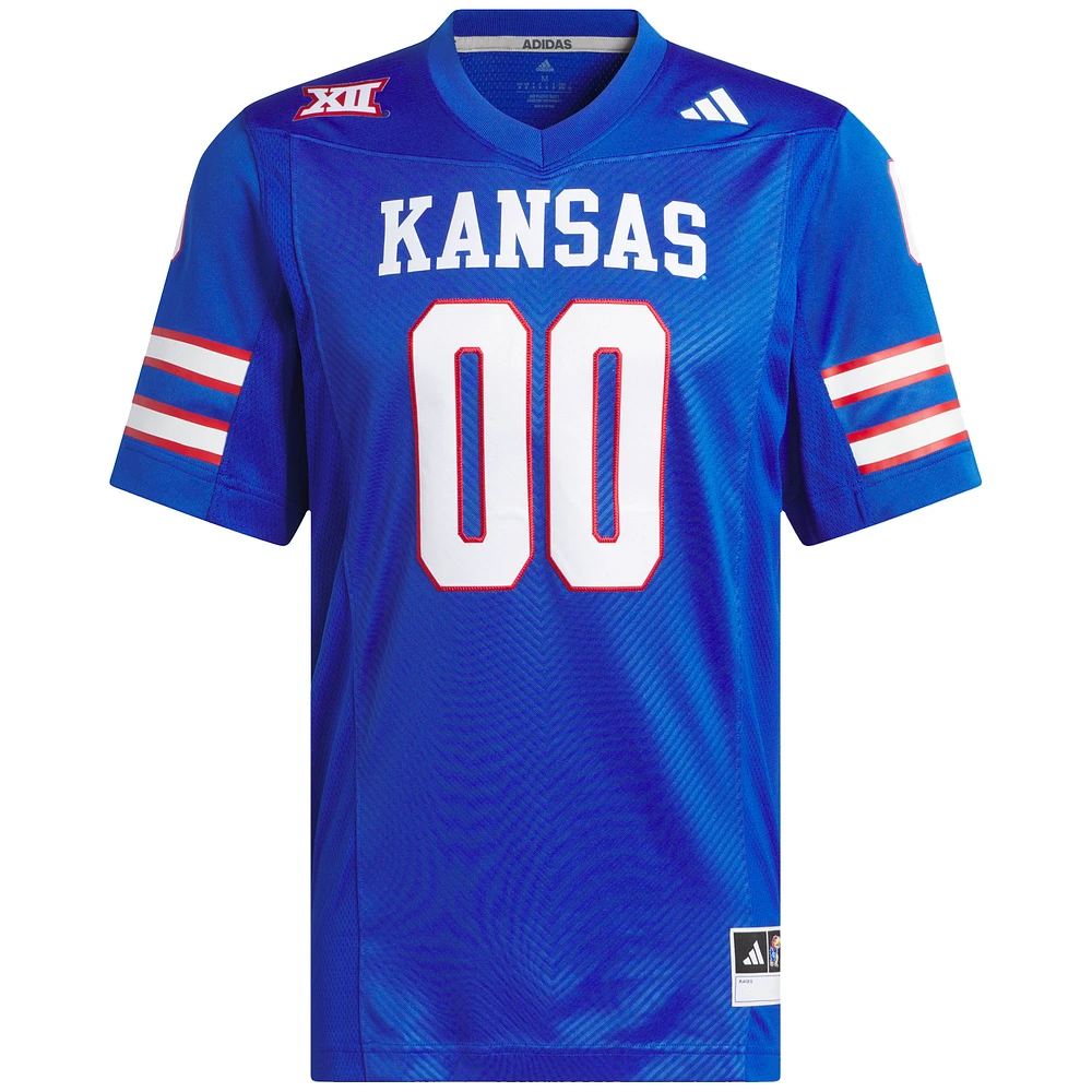 Men's adidas #00 Royal Kansas Jayhawks Premier Football Jersey