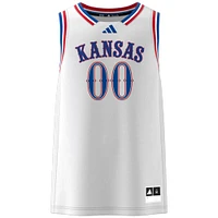 Men's adidas #00 White Kansas Jayhawks Swingman Jersey