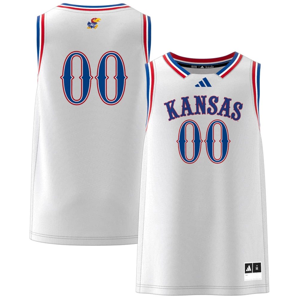 Men's adidas #00 White Kansas Jayhawks Swingman Jersey