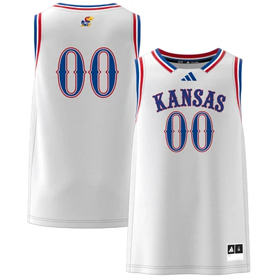 Maillot Swingman blanc adidas #00 Kansas Jayhawks pour homme