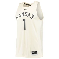 Maillot rétro inversé Kansas Jayhawks #1 adidas crème pour homme