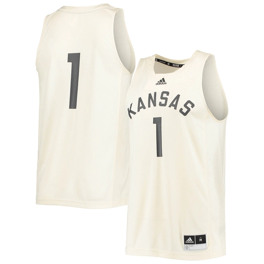 Maillot rétro inversé Kansas Jayhawks #1 adidas crème pour homme