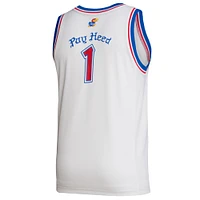 Maillot de remplacement Swingman blanc adidas #1 Kansas Jayhawks pour homme