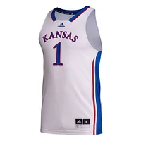 Men's adidas #1 White Kansas Jayhawks Team Swingman Jersey