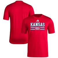 T-shirt d'avant-match adidas rouge Kansas Jayhawks Alternate Sideline Strategy pour homme