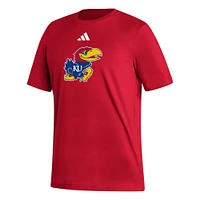 Men's adidas Red Kansas Jayhawks Logo Fresh T-Shirt