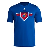 T-shirt d'avant-match adidas Royal Kansas Jayhawks 2023/24 AEROREADY Homeland Plate pour homme