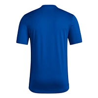 T-shirt d'avant-match adidas Royal Kansas Jayhawks 2023/24 AEROREADY Homeland Plate pour homme