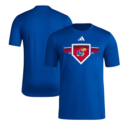 T-shirt d'avant-match adidas Royal Kansas Jayhawks 2023/24 AEROREADY Homeland Plate pour homme