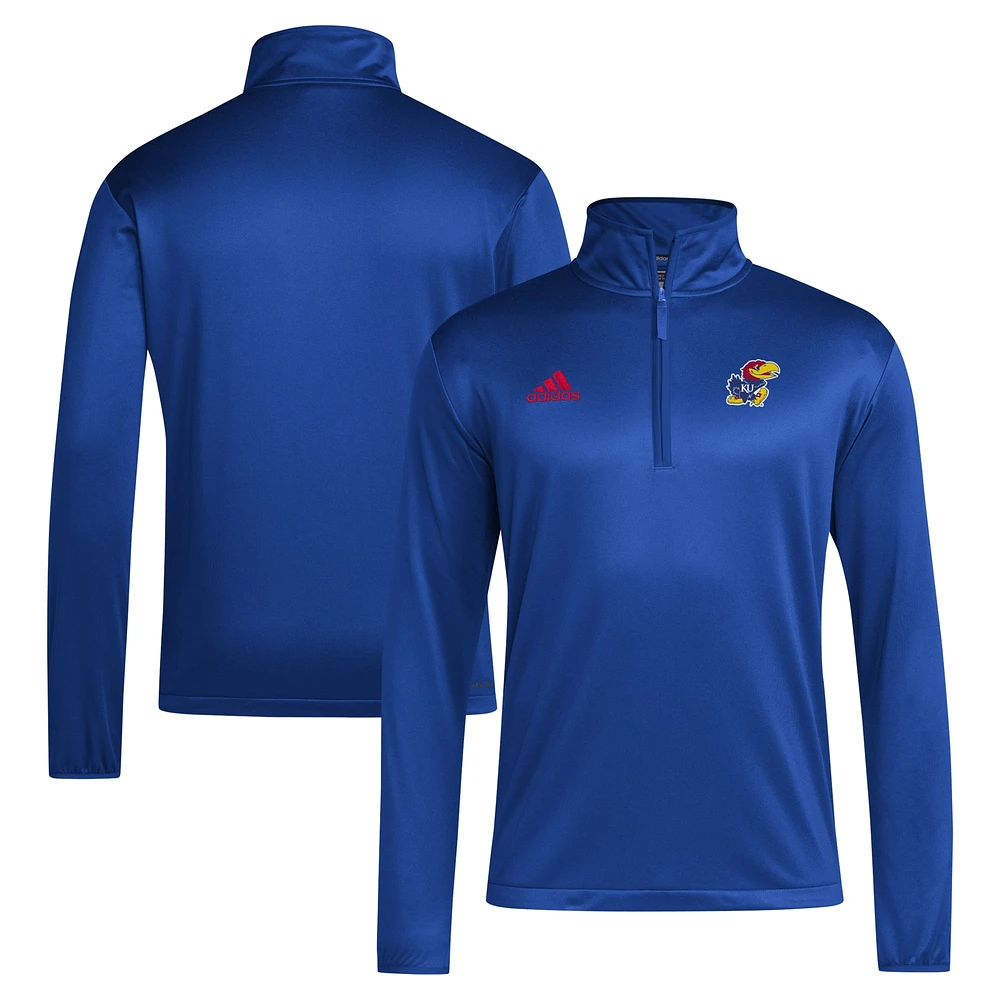 Men's adidas Royal Kansas Jayhawks 2024 Coaches Sideline Quarter-Zip Top