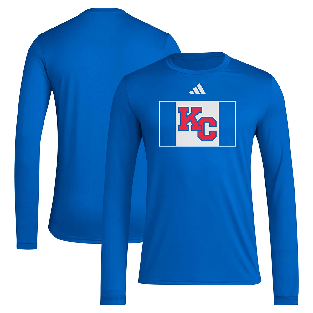 Men's adidas Royal Kansas Jayhawks 2024 KC Long Sleeve T-Shirt