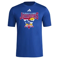 T-shirt adidas Royal Kansas Jayhawks 2024 Locker Trilateral Pre-Game pour homme