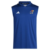 Men's adidas Royal Kansas Jayhawks 2024 Sideline Hoodie Sleeveless Shirt