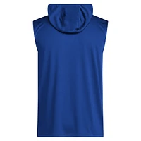 Men's adidas Royal Kansas Jayhawks 2024 Sideline Hoodie Sleeveless Shirt