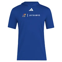 Men's adidas Royal Kansas Jayhawks 2024 Sideline Training Hooded T-Shirt