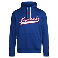 Men's adidas Royal Kansas Jayhawks 2024 Sideline Travel Pullover Hoodie