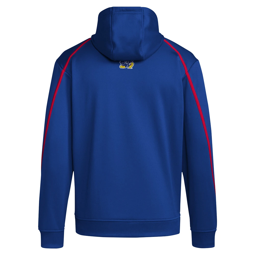 Men's adidas Royal Kansas Jayhawks 2024 Sideline Travel Pullover Hoodie