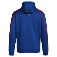 Men's adidas Royal Kansas Jayhawks 2024 Sideline Travel Pullover Hoodie