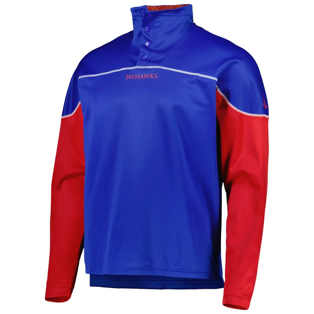 Veste adidas Royal Kansas Jayhawks AEROREADY Knit Quarter-Snap pour homme