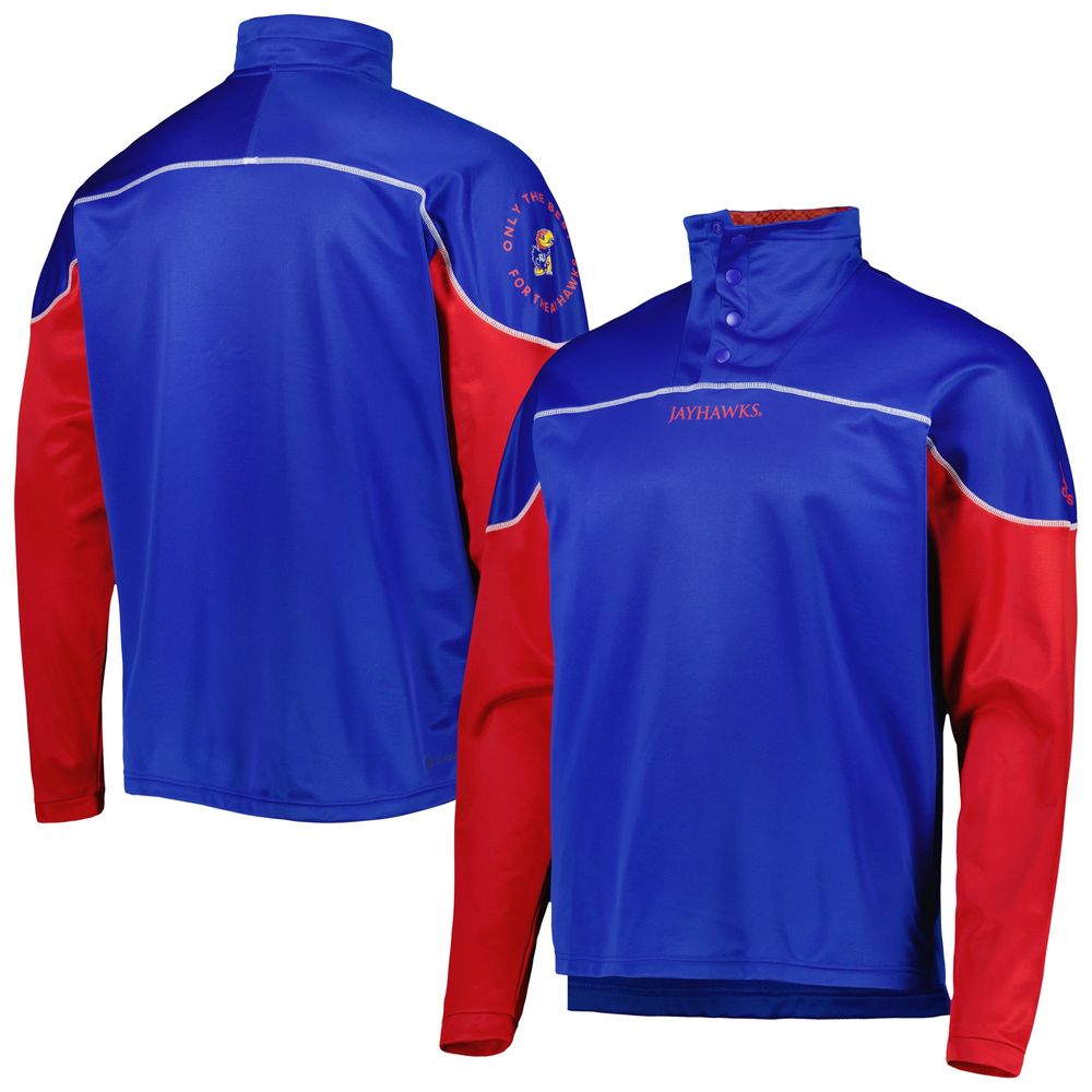 Men's adidas Royal Kansas Jayhawks AEROREADY Knit Quarter-Snap Jacket