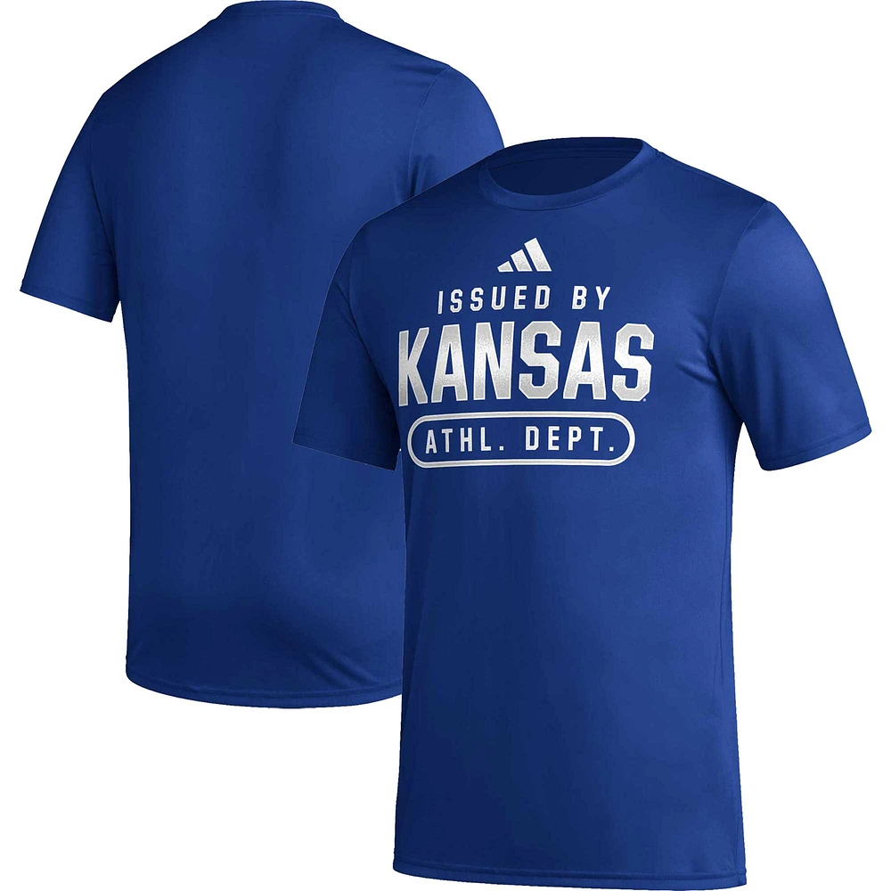 T-shirt d'avant-match adidas Royal Kansas Jayhawks AEROREADY pour homme