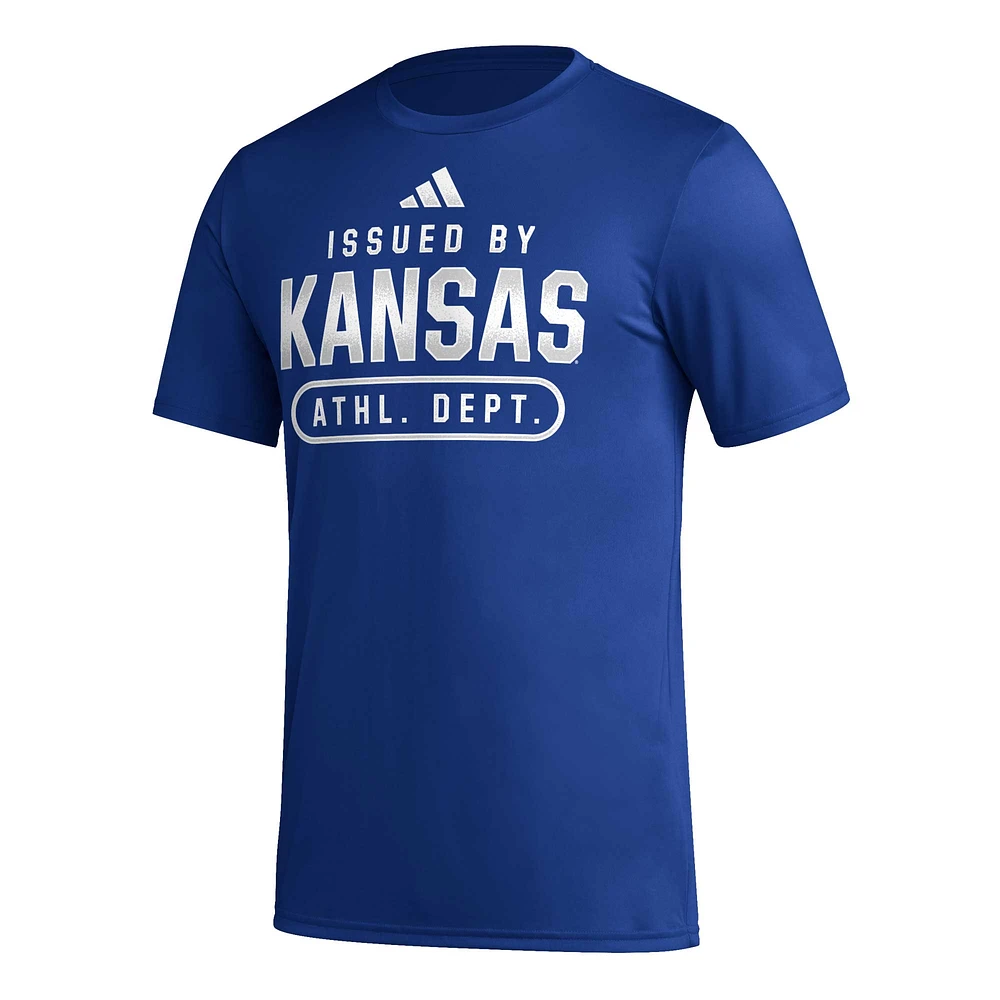 Men's adidas Royal Kansas Jayhawks AEROREADY Pregame T-Shirt