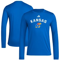 Men's adidas  Royal Kansas Jayhawks Alternate Pre-Game Hook AEROREADY Long Sleeve T-Shirt