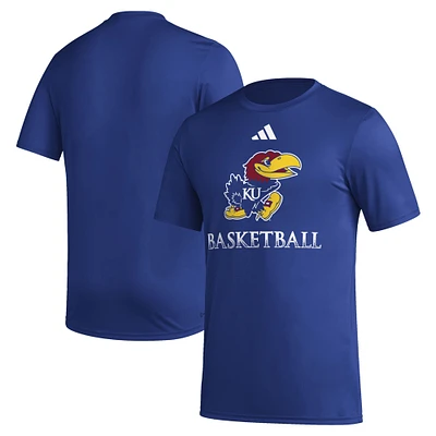 Men's adidas  Royal Kansas Jayhawks Fadeaway Basketball Pregame AEROREADY T-Shirt