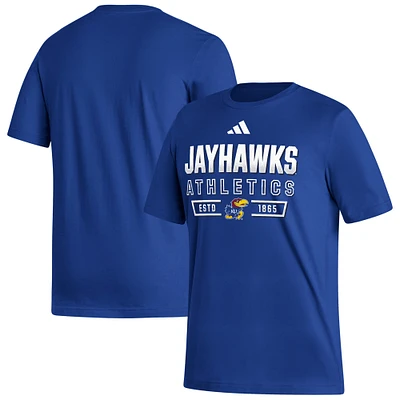 T-shirt adidas Royal Kansas Jayhawks Head of Class Fresh pour homme