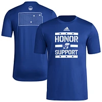 T-shirt d'avant-match adidas Royal Kansas Jayhawks Honor & Support pour homme