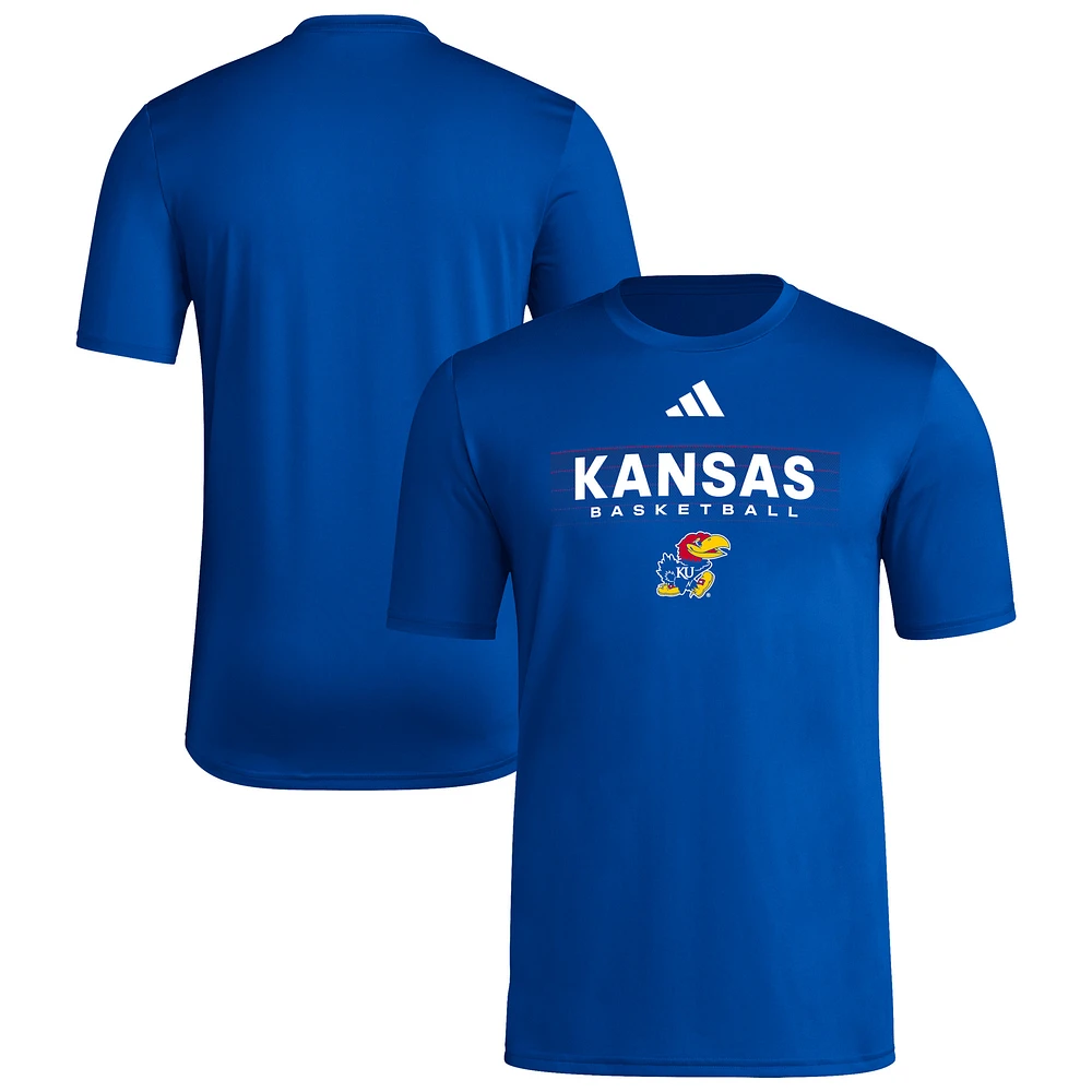 T-shirt adidas Royal Kansas Jayhawks Locker On-Court The Fade Pregame AEROREADY pour homme