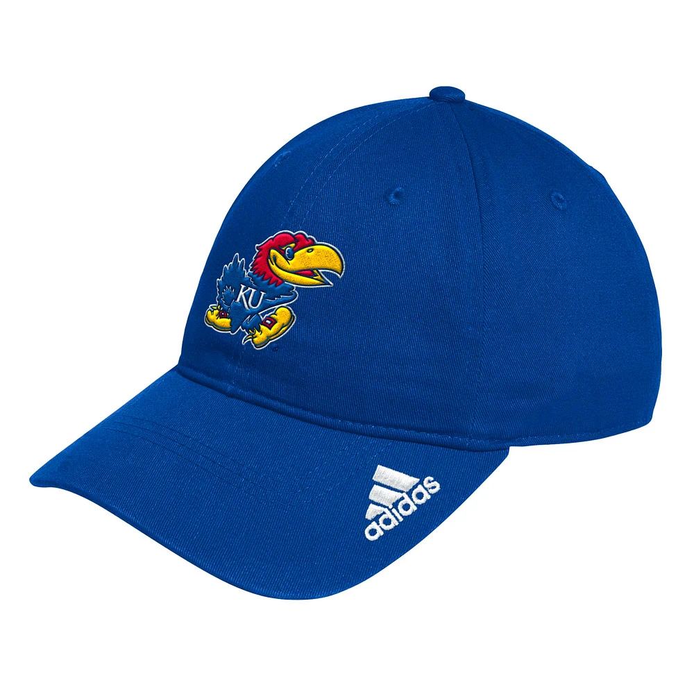 Casquette ajustable et ample avec logo adidas Royal Kansas Jayhawks Locker Room pour hommes