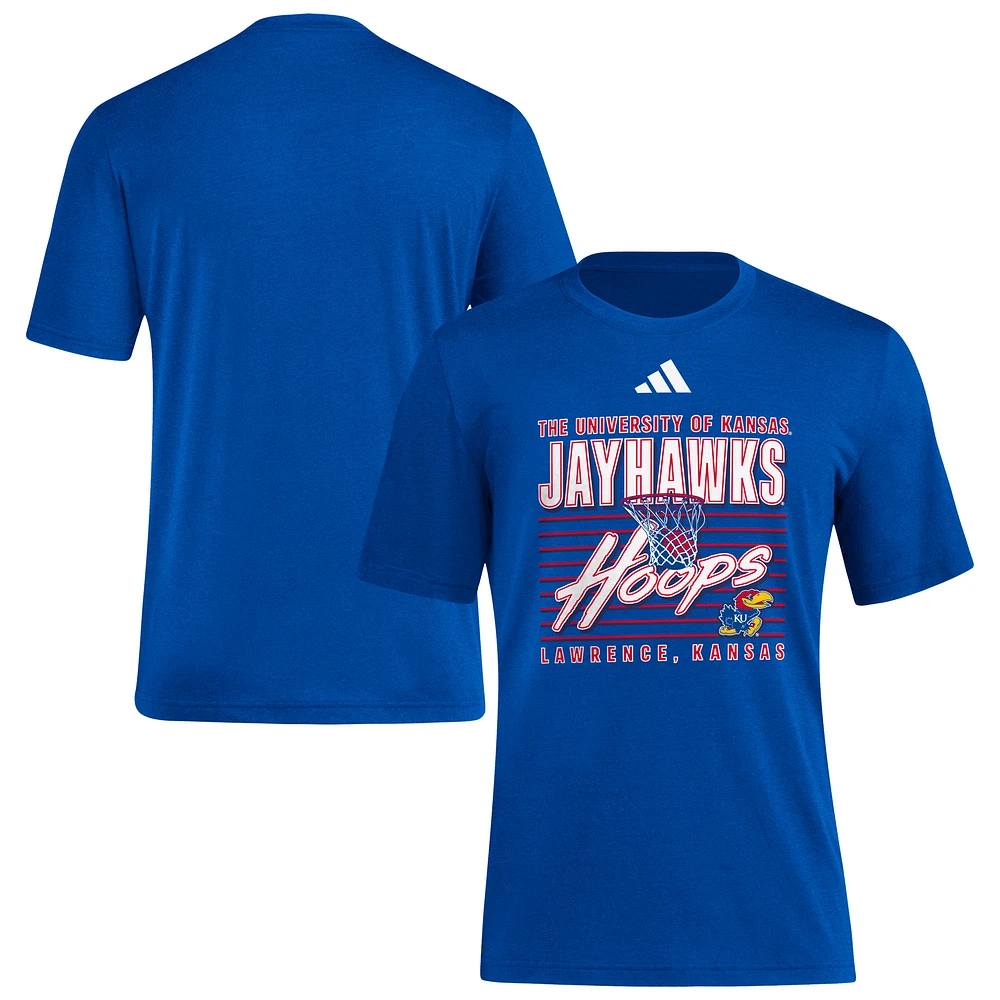 T-shirt adidas Royal Kansas Jayhawks Locker Swish Tri-Blend pour homme