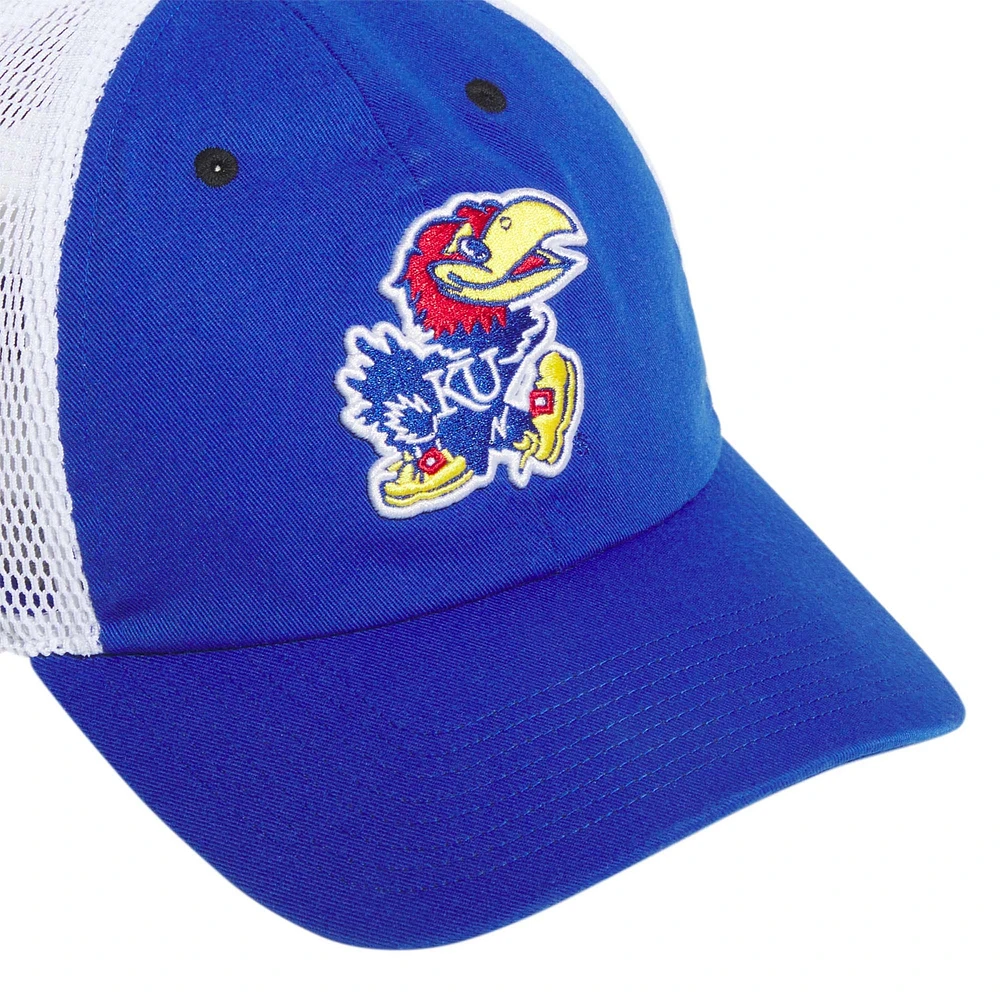 Casquette ajustable adidas Royal Kansas Jayhawks Mascot Slouch Trucker pour hommes