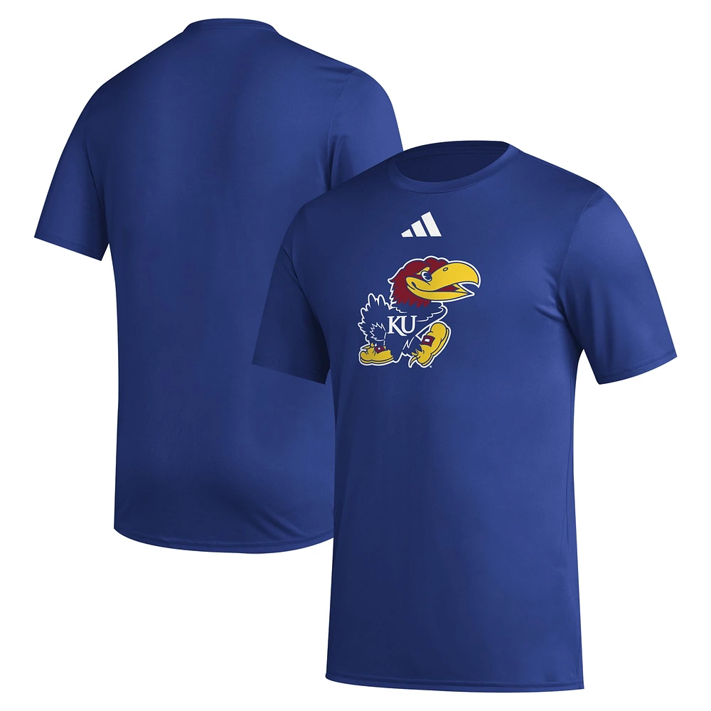 T-shirt d'avant-match AEROREADY avec logo de casier principal des Royal Kansas Jayhawks adidas pour hommes