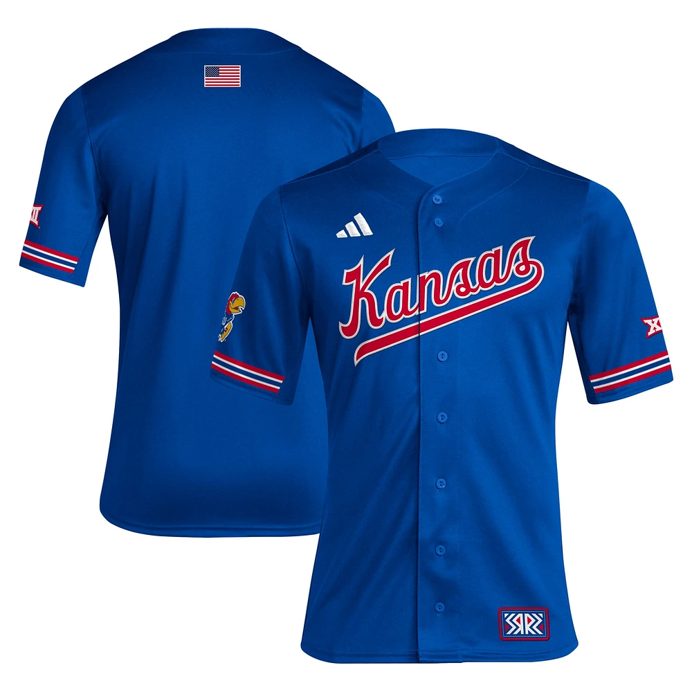 Maillot de baseball rétro réplique inversé Royal Kansas Jayhawks adidas pour hommes