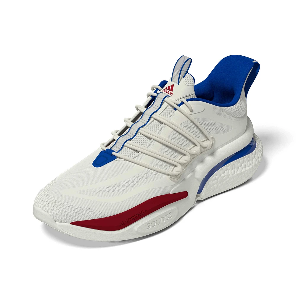 Chaussures adidas Kansas Jayhawks Alphaboost V1 Sustainable BOOST pour hommes, blanc/rouge