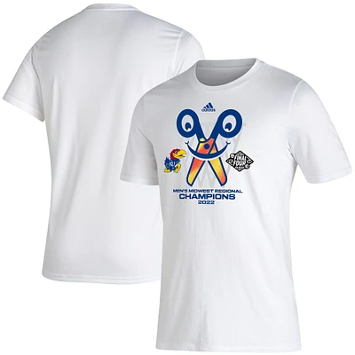 Adidas White Kansas Jayhawks 2022 NCAA Men's Basketball Tournament March Madness Final Four T-shirt pour vestiaire