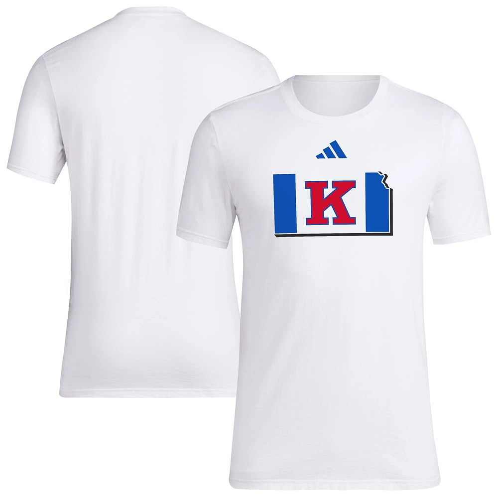 V110985 Kansas NCAA ADI KU Basketball State Outline Fresh SS Tee TEEMENSCR JZ0937 - Bball