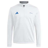 Men's adidas White Kansas Jayhawks Elevated Quarter-Zip Jacket