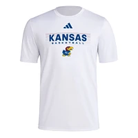 Men's adidas White Kansas Jayhawks Locker On-Court The Fade Pregame AEROREADY T-Shirt