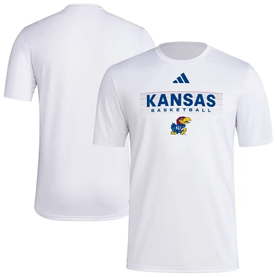 Men's adidas White Kansas Jayhawks Locker On-Court The Fade Pregame AEROREADY T-Shirt