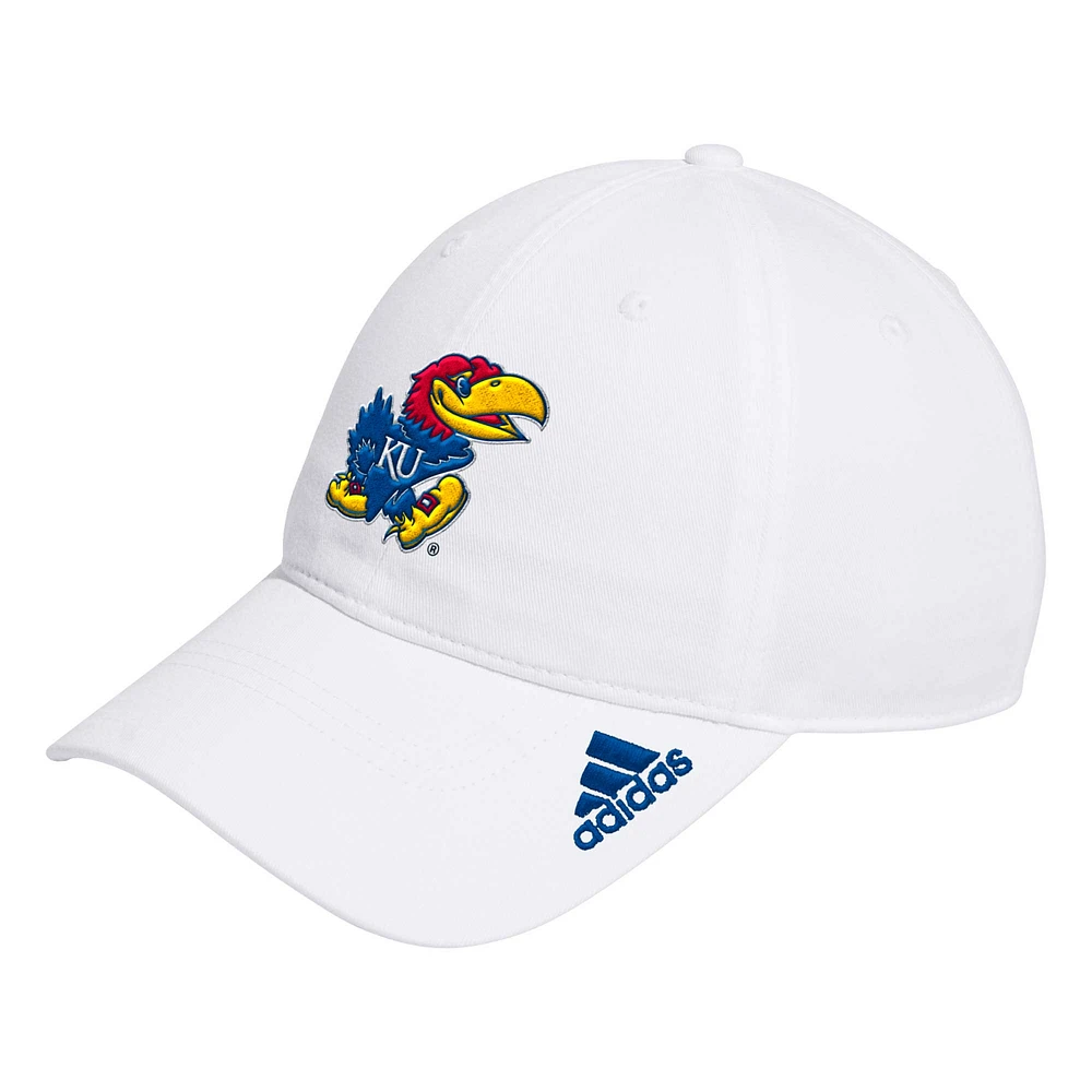 Men's adidas White Kansas Jayhawks Locker Room Logo Slouch Adjustable Hat