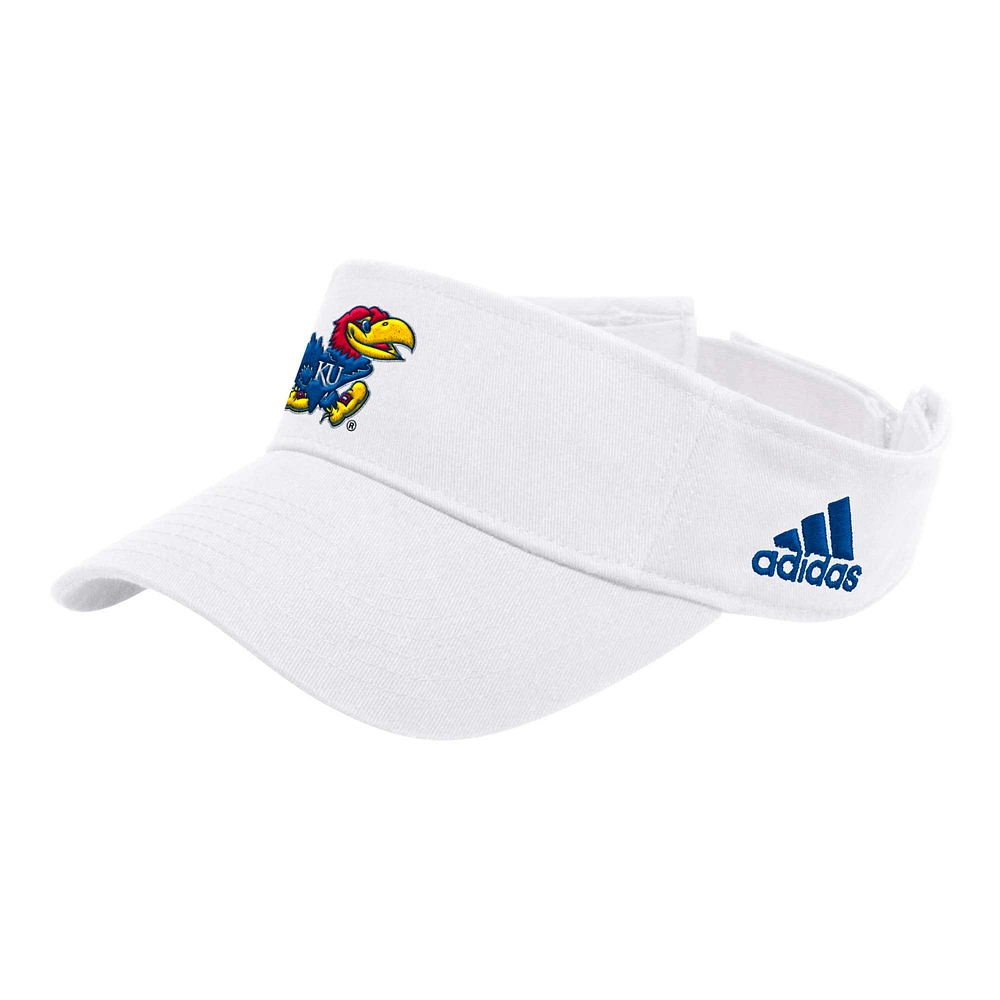 Visière réglable adidas Kansas Jayhawks Locker Room Team pour hommes, blanche