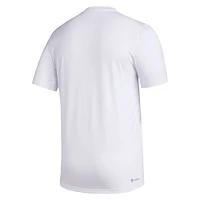 T-shirt adidas Kansas Jayhawks avant-match AEROREADY blanc pour homme